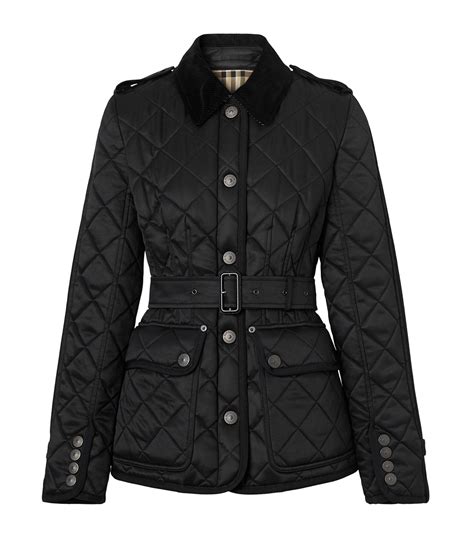 black burberry quilted jacket womens|burberry black quilted jacket women's.